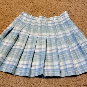 Rewind Blue Plaid Pleated Skirt Sz. S
